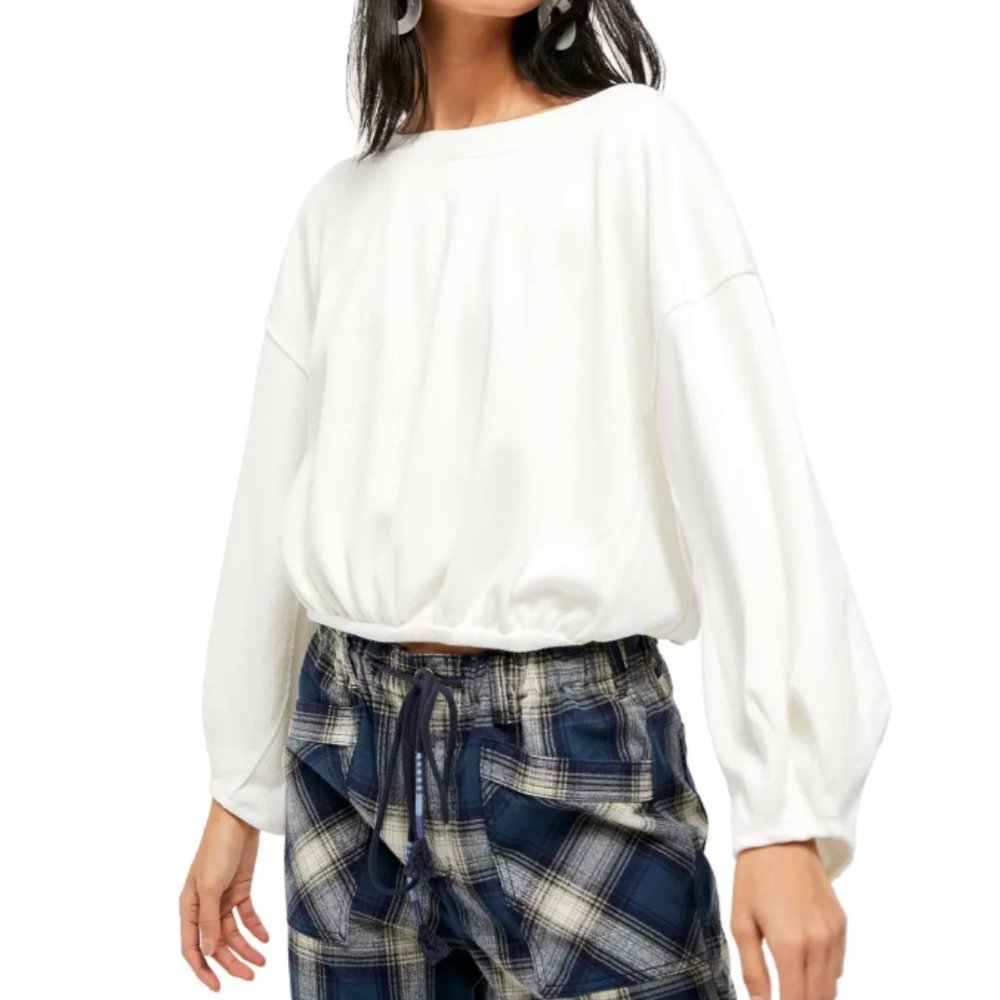 FREE PEOPLE Cuddle Bubble Mixed Knit Top